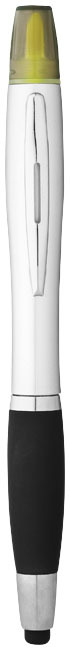 Stylus ballpoint pen and highlighter | ABS | Black ink | Silver; Solid black