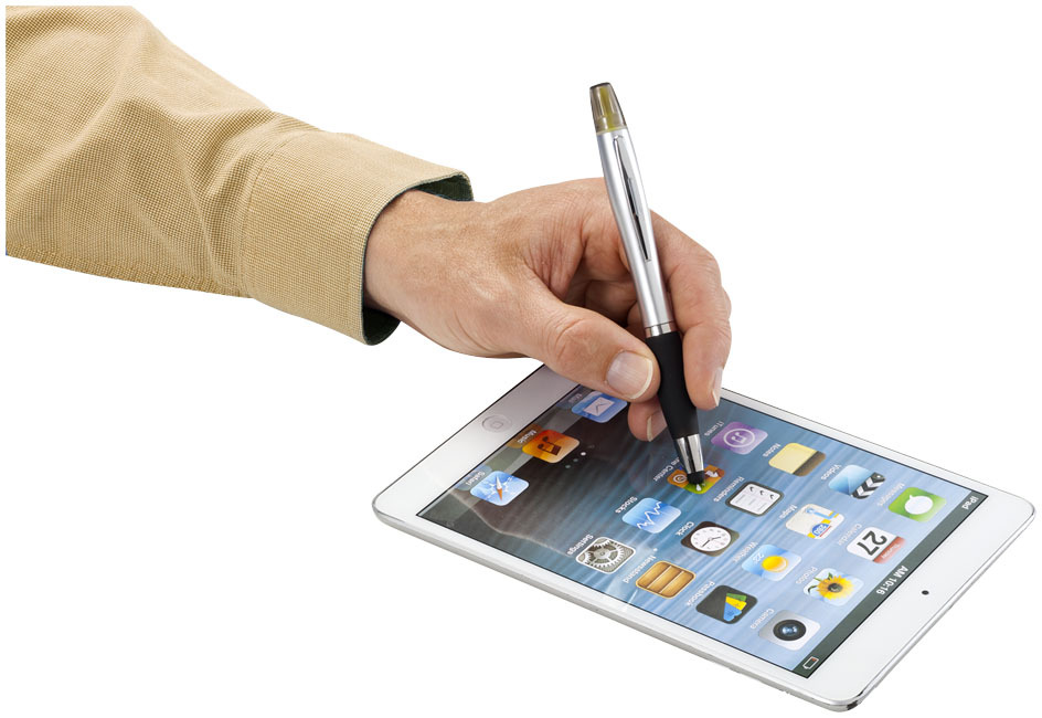 Stylus ballpoint pen and highlighter | ABS | Black ink | Silver; Solid black