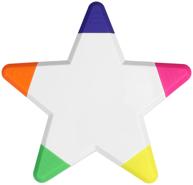 5-colour highlighter | PP Plastic | Star-shaped | white 5-colour highlighter | PP Plastic | Star-shaped | white