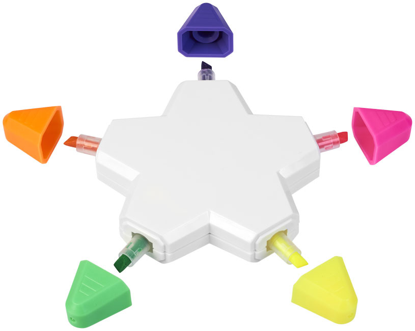 5-colour highlighter | PP Plastic | Star-shaped | white 5-colour highlighter | PP Plastic | Star-shaped | white