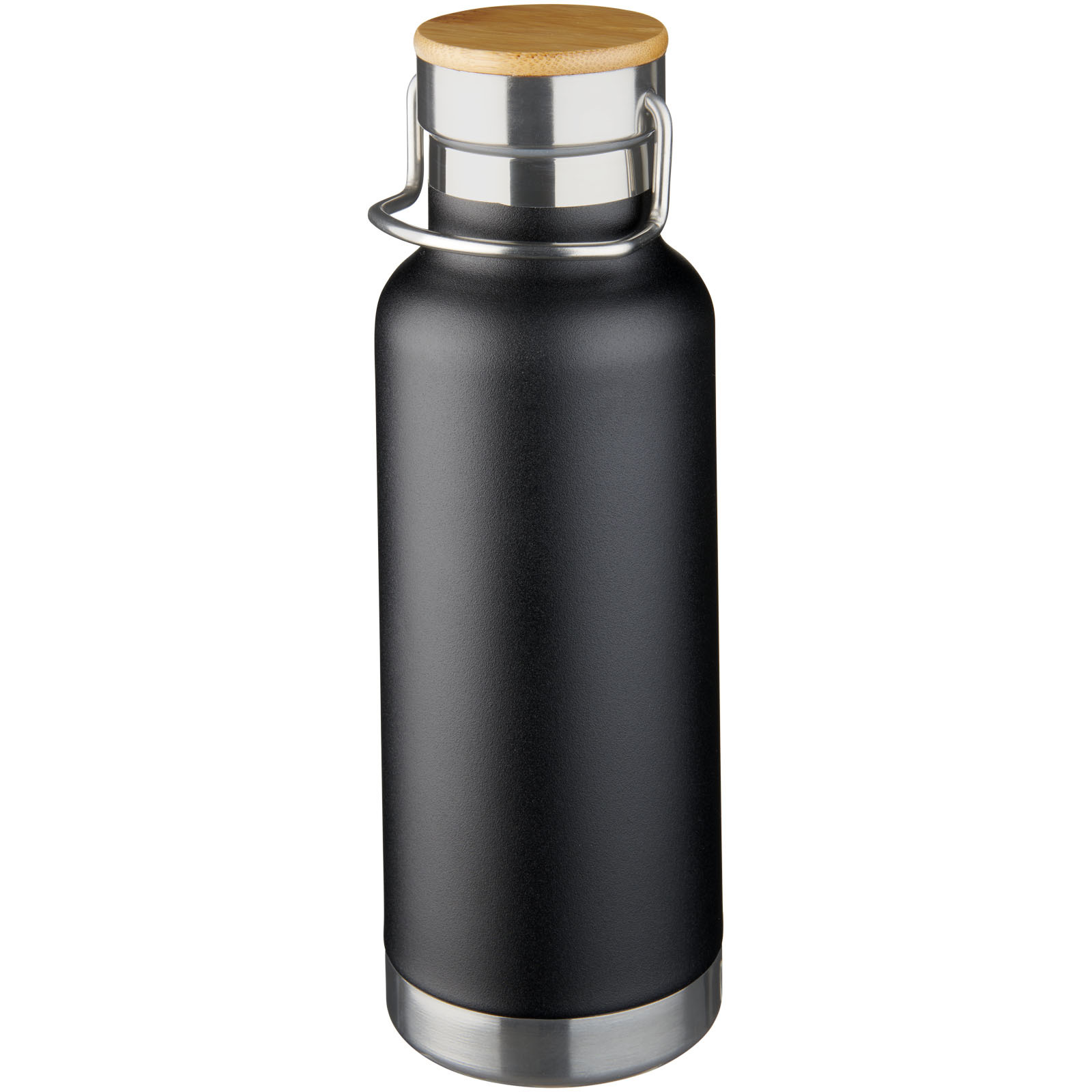 Thermo sports bottle | Stainless steel | 480 ml | Wood detail | solid black Thermo sports bottle | Stainless steel | 480 ml | Wood detail | solid black