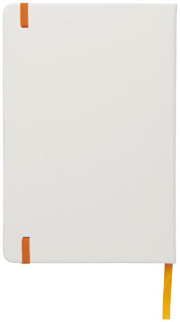 Carnet A5 | PU et carton | 160 feuilles lignées | Sangle colorée | blanc;orange
