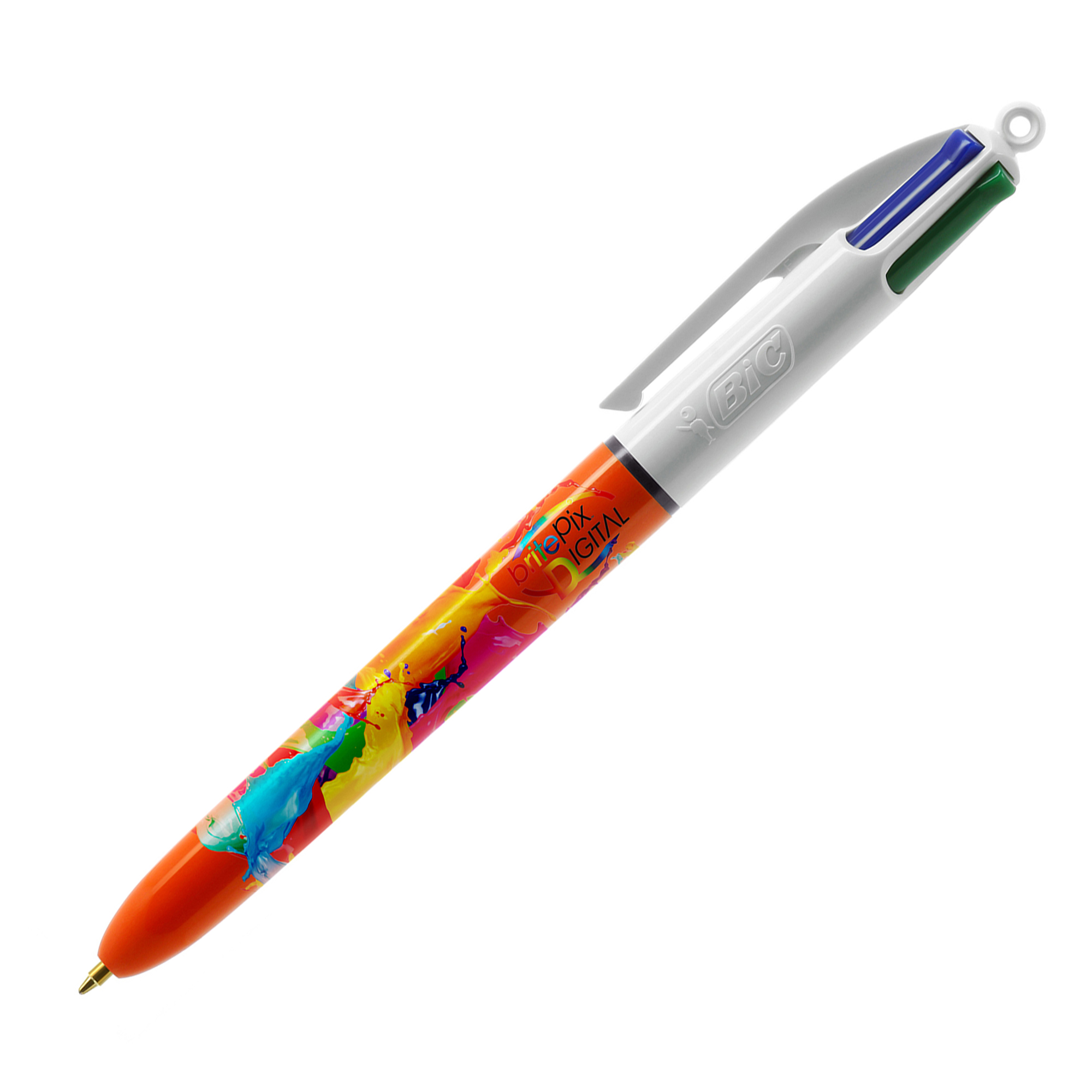 BIC 4 Kleuren Fine Balpen | Plastic | Gemaakt in Frankrijk | wit;oranje