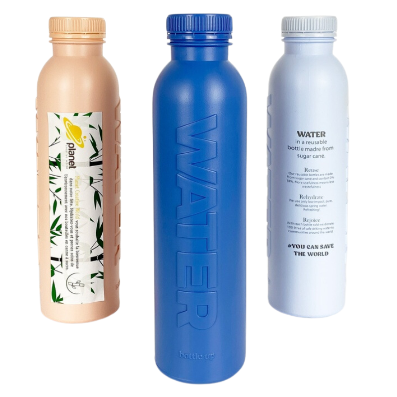 Bottle Up Wasserflasche | Zuckerrohr | 500ml | WATER auf der Seite geprägt