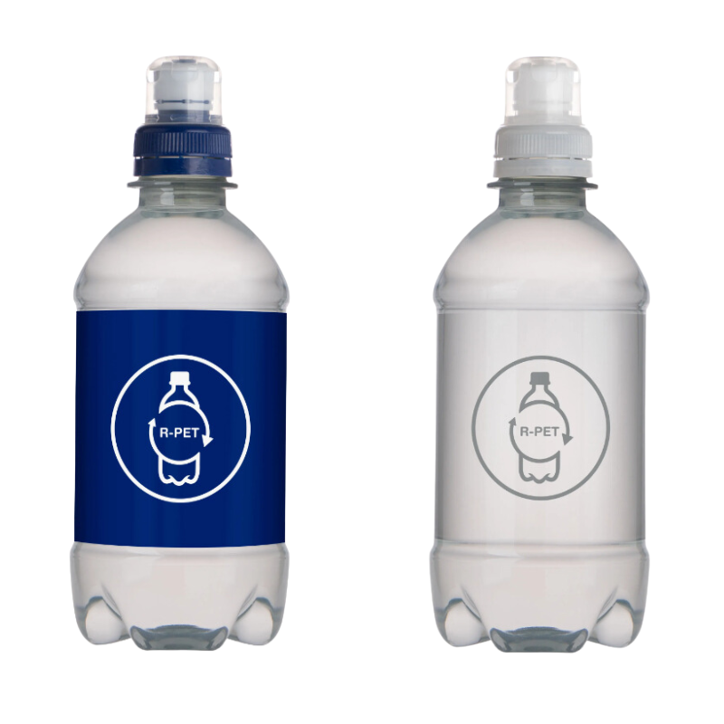 Wasserflasche | rPET | 330 ml Quellwasser | Sportverschluss | Made in the UK