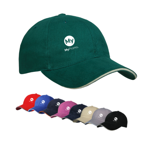 12 Personalised Heavy Brushed Ultimate Sandwich Cap Black