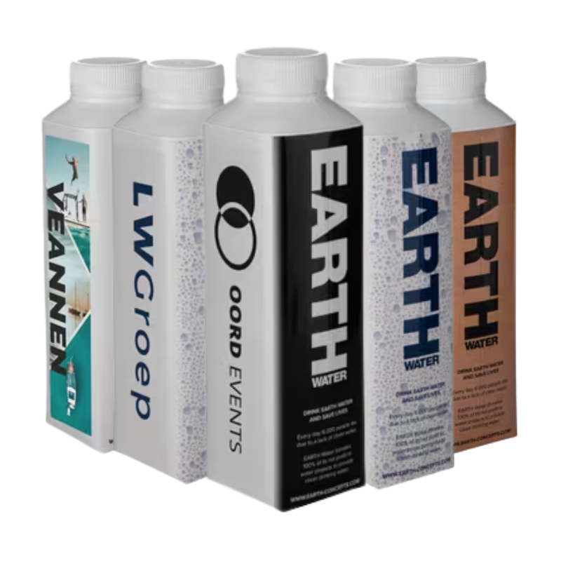 EARTH Water Flasche | Karton | 500 ml | 89% pflanzliches Material