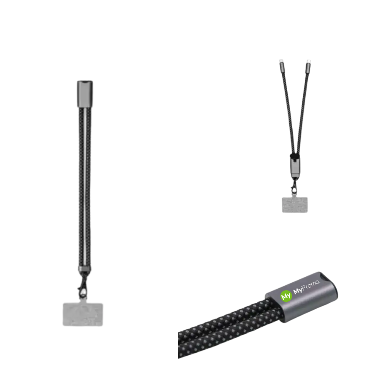 BrandCharger Armband-Ladekabel | Nylon, Aluminium und rPET | 44x0,7x44 cm | Hält bis zu 8 kg