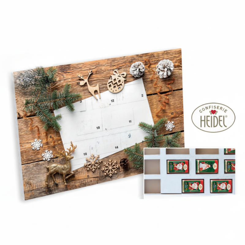 Adventskalender | 23x16 cm | Papier | Milieuvriendelijk | Melkchocolade