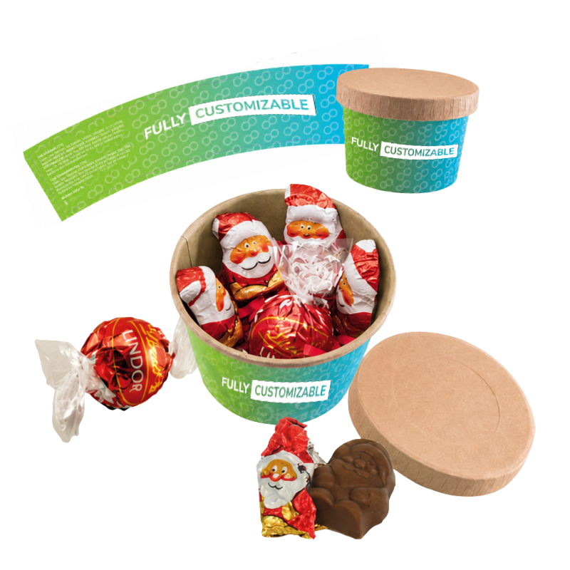 Lindt Santa cup | 1 chocolate ball and 4 chocolates Santa | Premium gift