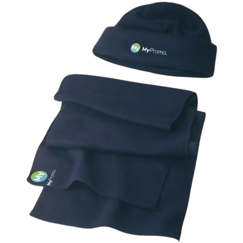 Beanie & scarf set | Polyester fleece 200gr/m2 | With brim