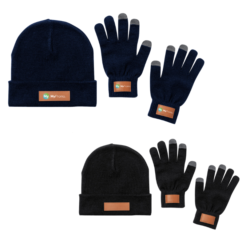 Hat and gloves set | Acrylic and PU leather | One size | Full colour