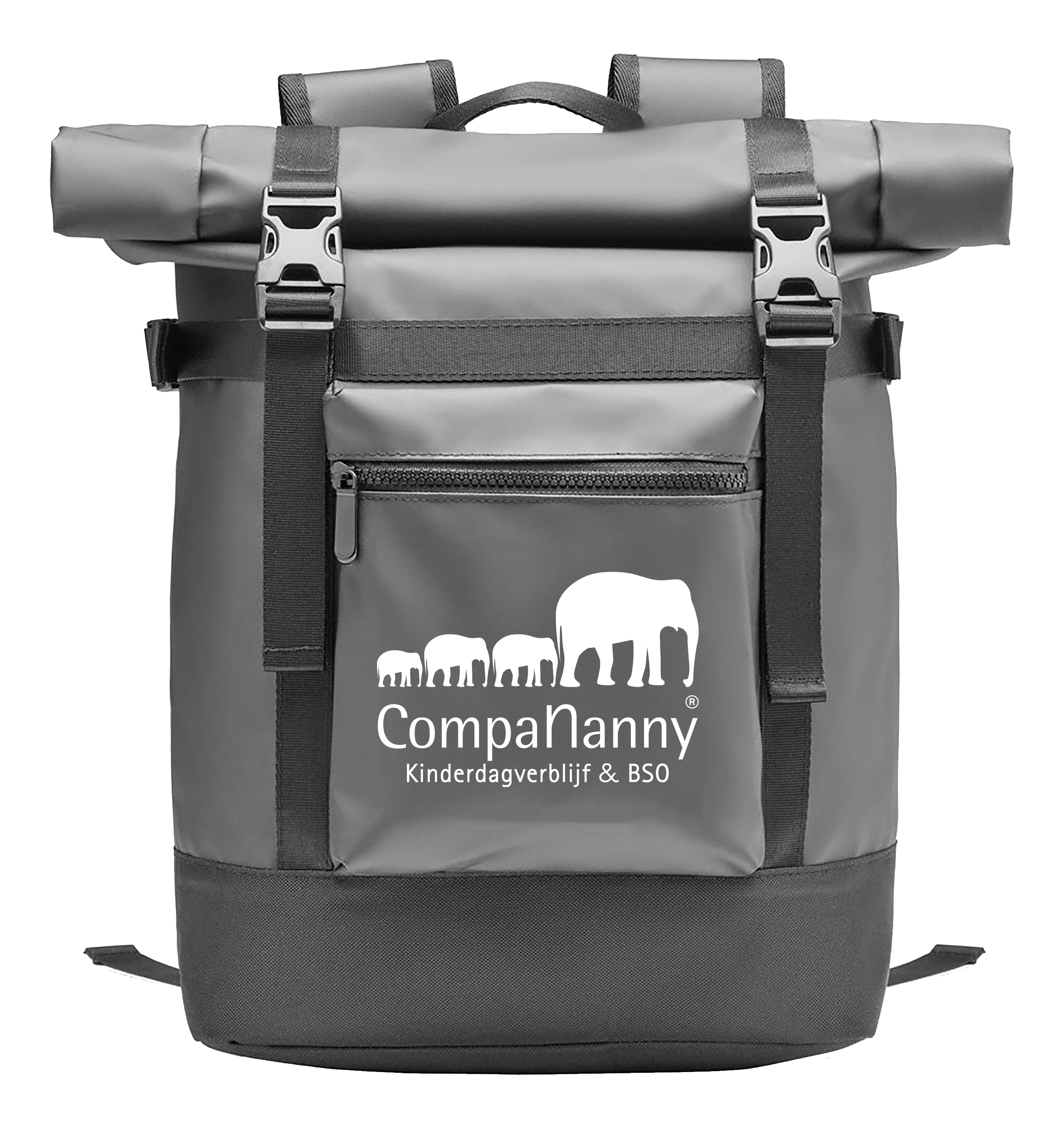 Compananny rolltop-rugzak | 50C zeildoek | 29 x 13 x 37 cm | Voorvakken met ritssluiting