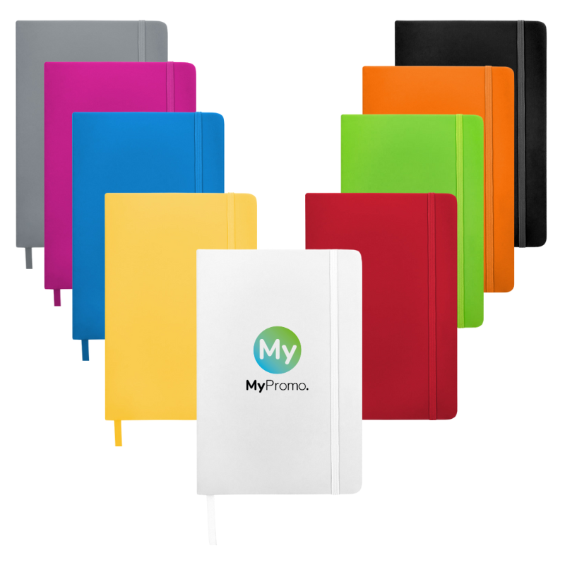 A5 Notitieboek met harde kaft | PU | 192 gelinieerde bladen | Logo in relief mogelijk