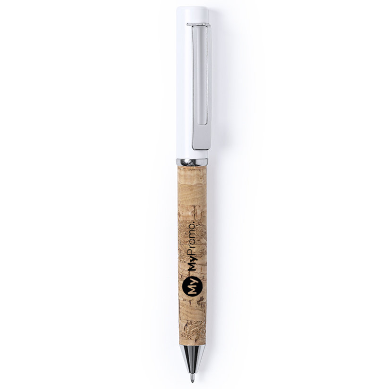 Ballpoint pen | Natural cork and metal | Matching tip and ring | Blue ink