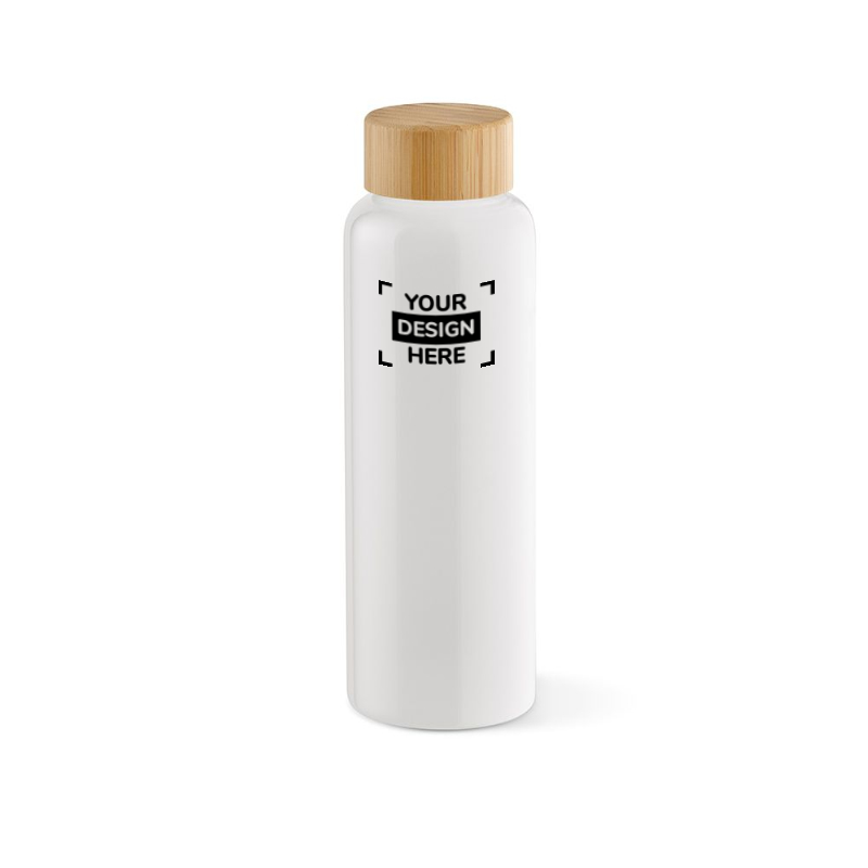 Bouteille d'eau | Verre borosilicate | 510 ml | Bouchon en bambou | Impression en couleur possible