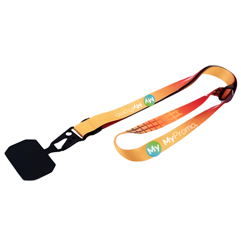 Lanière bandoulière | Polyester | 20 mm x 1000 mm | Avec patch pour téléphone | Personnalisable