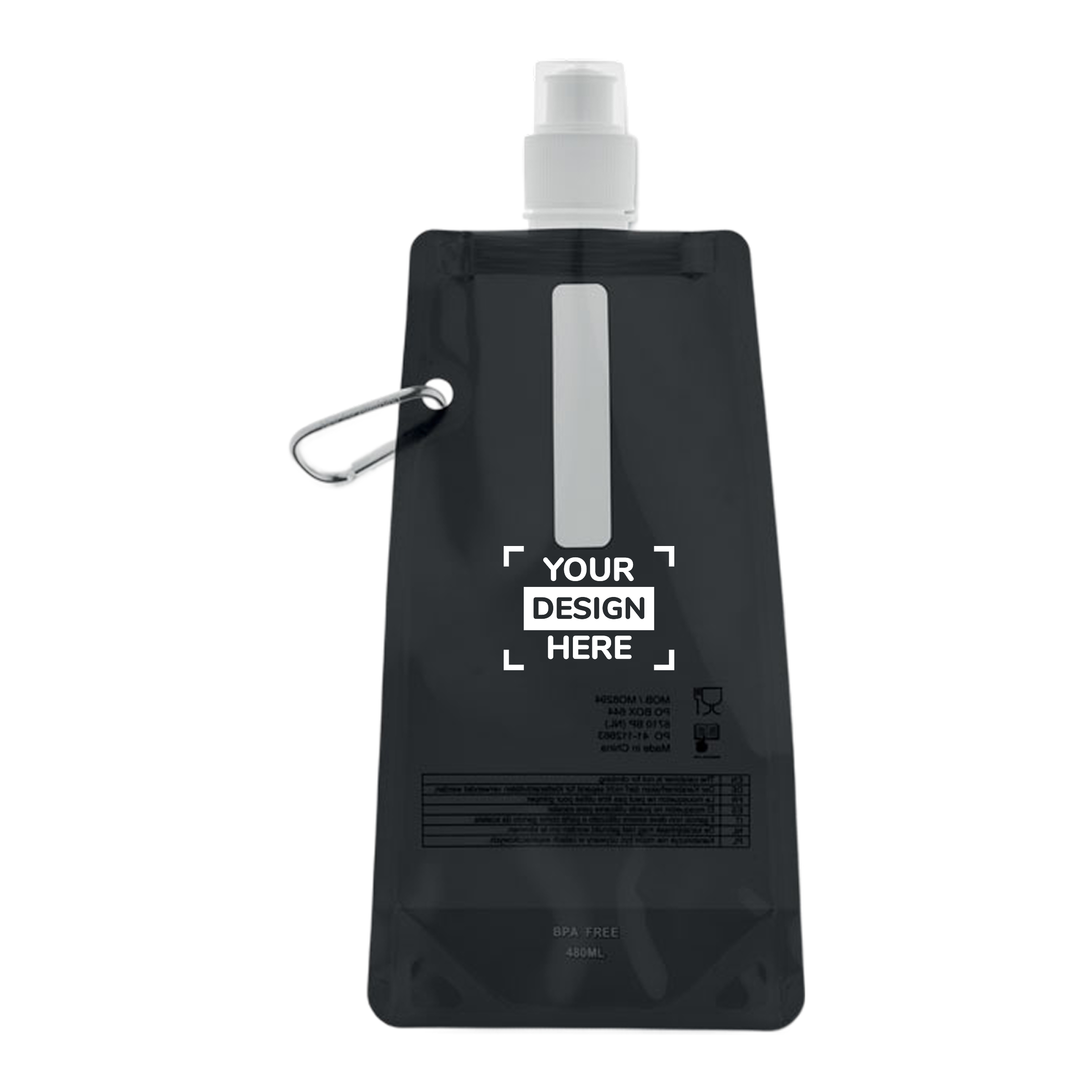 Faltbare Sport-Trinkflaschen | PET | 480 ml | Aluminiumkarabiner