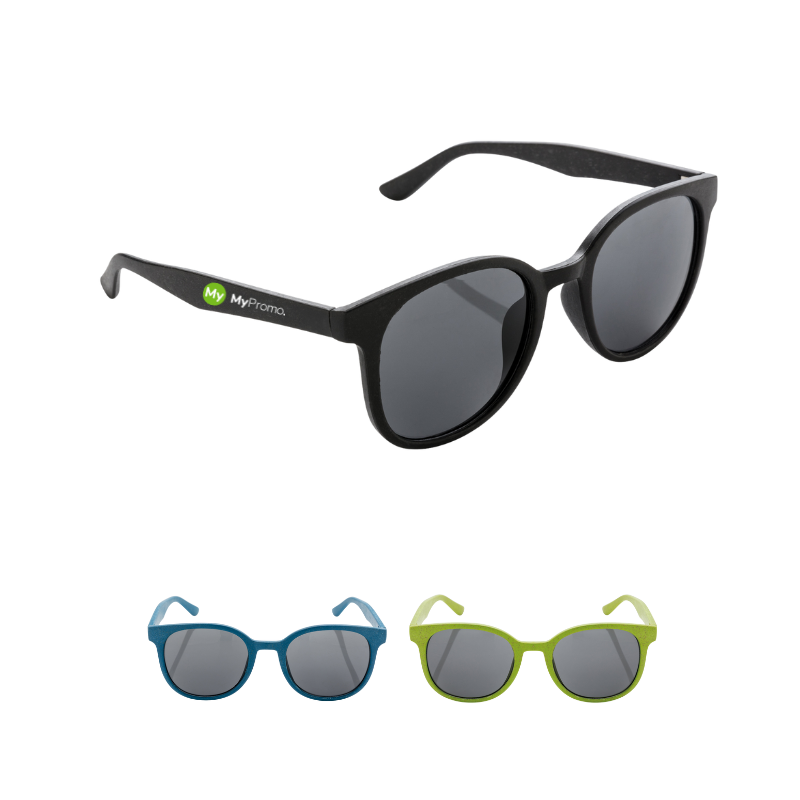 Zonnebril met rond montuur | Tarwestrovezel | Donkere glazen