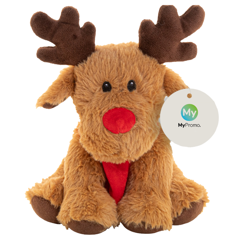 Renna di peluche | Poliestere RPET | Natale | Etichetta personalizzabile