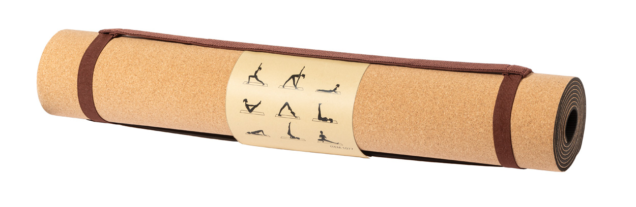 Yogamatte | Kork | 60×180 cm | Mit Kraftpapierhülle und Tragegurt | Natur