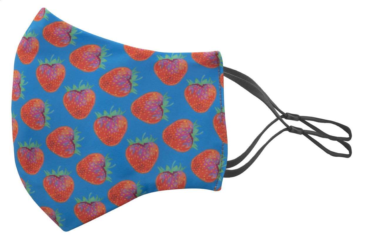 Masque réutilisable | Polyester 140 g/m² et coton 140 g/m² | 21 x 14 cm | Élastiques réglables | Impression par sublimation en couleur | Noir