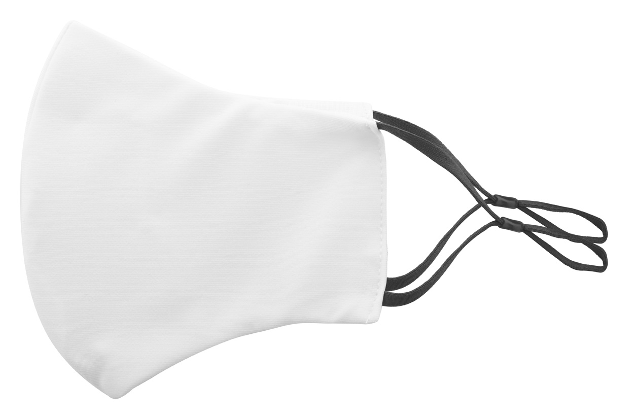 Masque réutilisable | Polyester 140 g/m² et coton 140 g/m² | 21 x 14 cm | Élastiques réglables | Impression par sublimation en couleur | Noir