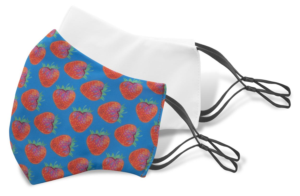 Masque réutilisable | Polyester 140 g/m² et coton 140 g/m² | 21 x 14 cm | Élastiques réglables | Impression par sublimation en couleur | Noir