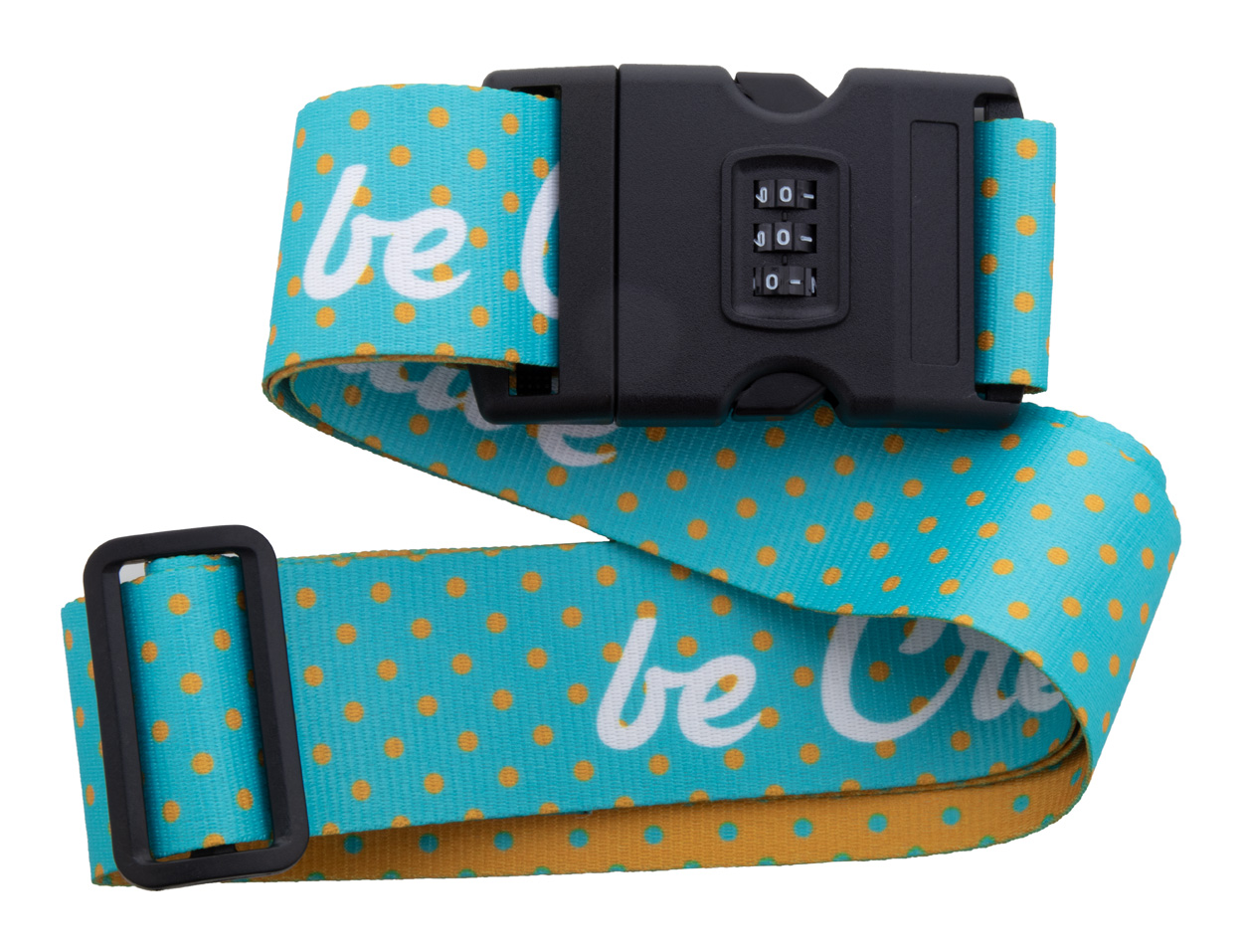 Ceinture à bagages en polyester | 158cm | Serrure à combinaison à 3 chiffres | Graphisme imprimé | Blanc