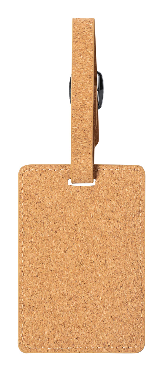 Etiqueta para equipaje | Corcho y metal | 64×95×4 mm | Con hebilla | Natural
