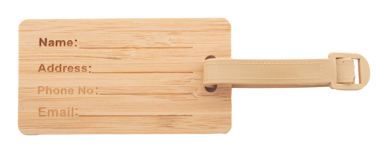 Luggage tag | Bamboo | 150×50×3 mm | Incl strap and buckle | Natural