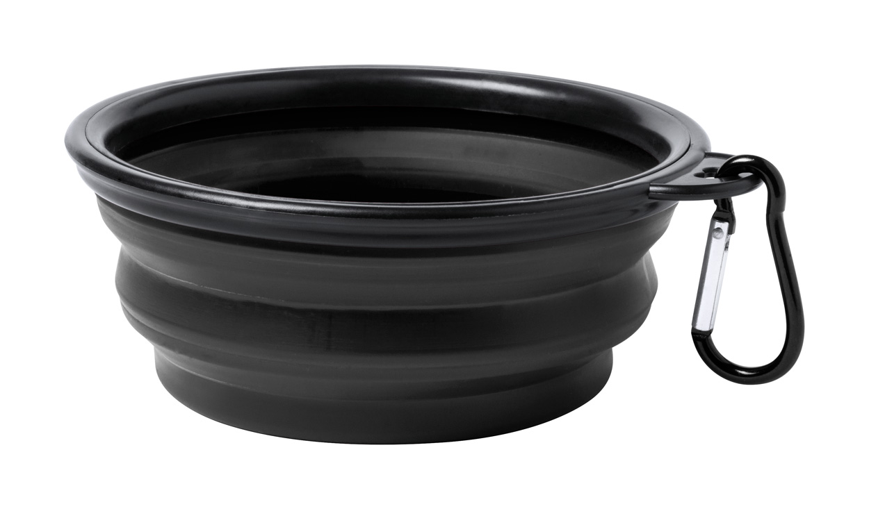 Faltbarer Hundenapf | Kunststoff | 450 ml | Inkl. passendem farbigen Karabiner | Schwarz