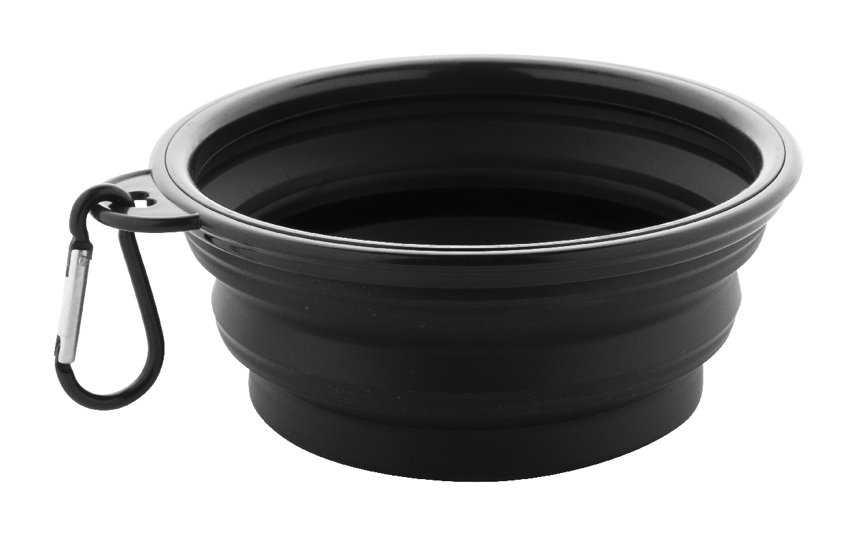 Faltbarer Hundenapf | Kunststoff | 450 ml | Inkl. passendem farbigen Karabiner | Schwarz