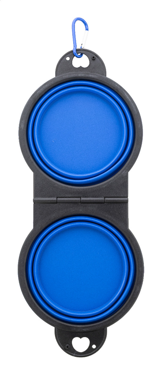 Gamelle pliable pour animaux | TPE | 2 x 450 ml | Mousqueton en aluminium | Bleu