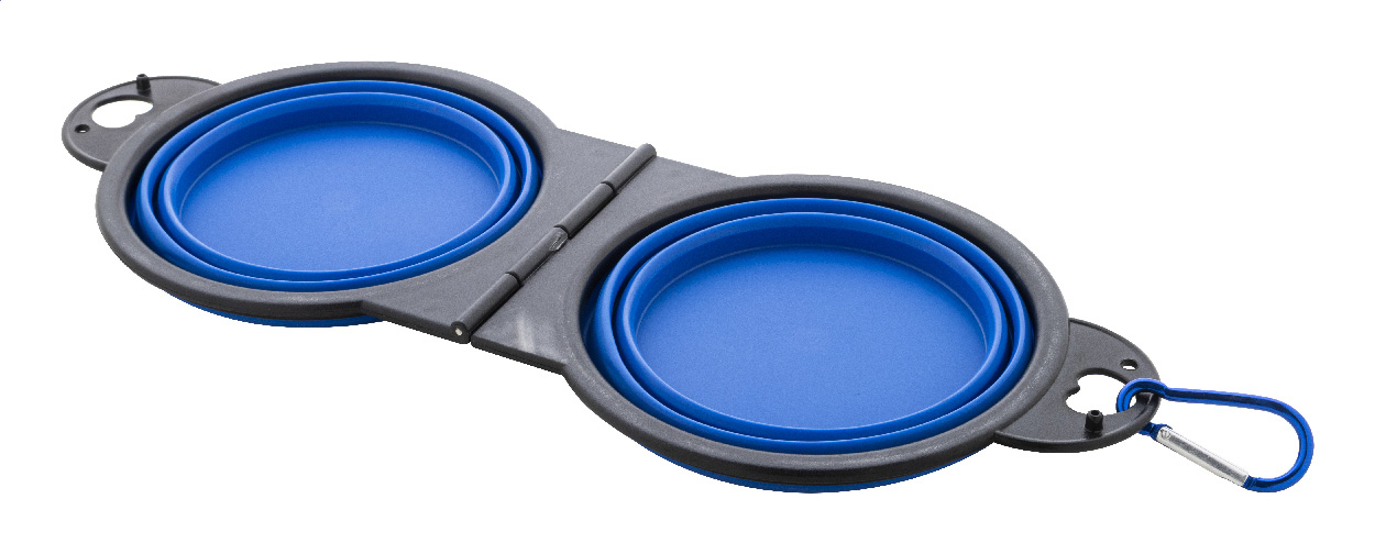 Gamelle pliable pour animaux | TPE | 2 x 450 ml | Mousqueton en aluminium | Bleu