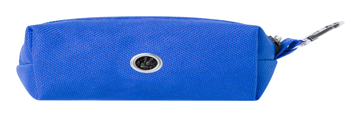 Dog waste bag dispenser | rPET Polyester | Incl. 15 biodegradable bags | Carabiner | Blue