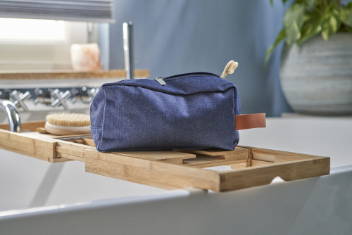 Toilettas | Denim & PU | Kort handvat | blauw Toilettas | Denim & PU | Kort handvat | blauw