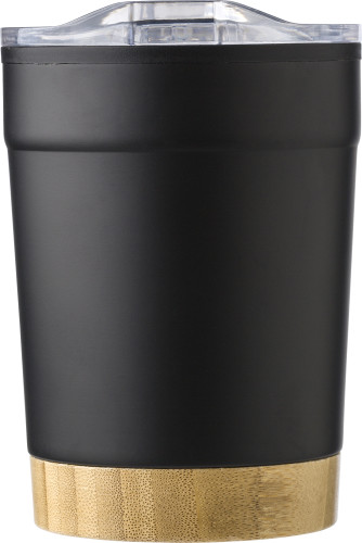 Mug de voyage | Acier inoxydable | 300ml | Avec fond en bambou | noir