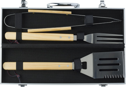 3-piece barbecue set | Bamboo | Aluminium case | brown 3-piece barbecue set | Bamboo | Aluminium case | brown