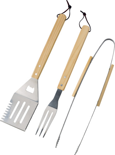 3-piece barbecue set | Bamboo | Aluminium case | brown 3-piece barbecue set | Bamboo | Aluminium case | brown