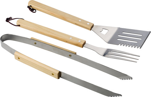 3-piece barbecue set | Bamboo | Aluminium case | brown 3-piece barbecue set | Bamboo | Aluminium case | brown