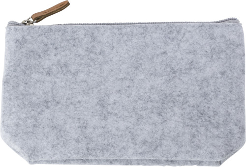 Toiletry bag | rPET felt & PU details | 21x12x4cm | Trendy | grey Toiletry bag | rPET felt & PU details | 21x12x4cm | Trendy | grey