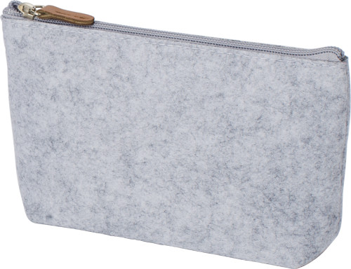 Toiletry bag | rPET felt & PU details | 21x12x4cm | Trendy | grey Toiletry bag | rPET felt & PU details | 21x12x4cm | Trendy | grey