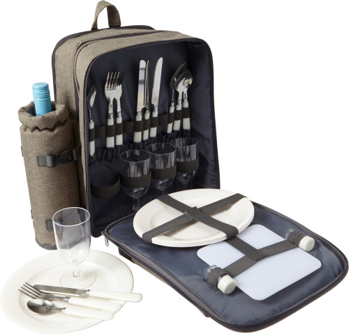 Picknickrugzak voor vier personen | Polyester | Plastic bestek | blauw Picknickrugzak voor vier personen | Polyester | Plastic bestek | blauw