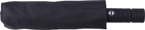 Automatische paraplu | rPET | 59,5x98,0 cm | Open- en sluitknop | Handvat van gerecyclede autobanden | zwart