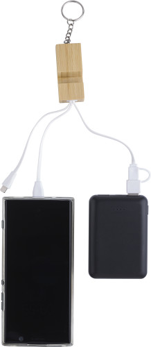 Sleutelhanger | Bamboe | Met oplaadkabels en telefoonhouder | bruin Sleutelhanger | Bamboe | Met oplaadkabels en telefoonhouder | bruin