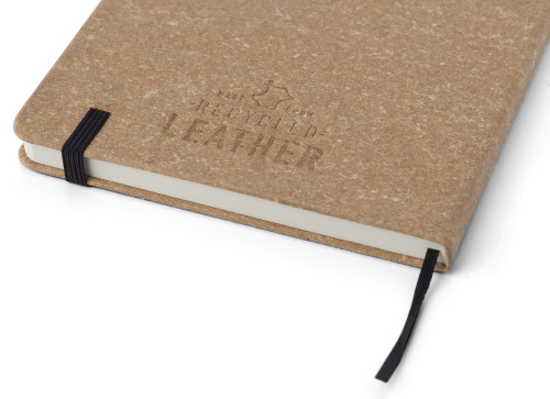 A5 notitieboek | Gerecycled leer | 200 gelinieerde pagina's | Duurzaam | zwart