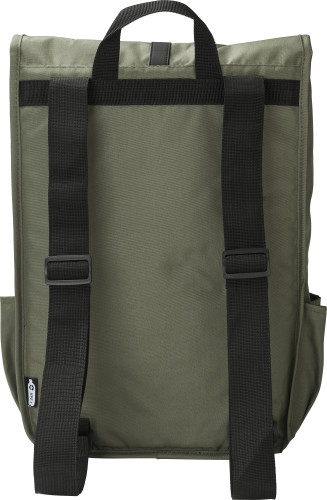 Flap backpack | rPET | 29x10x40 cm | With 2 bottle pockets | black Flap backpack | rPET | 29x10x40 cm | With 2 bottle pockets | black