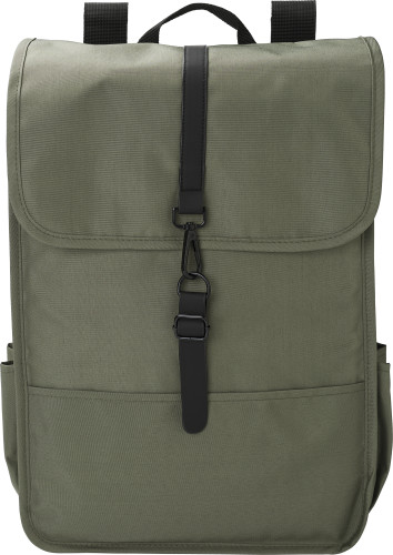 Flap backpack | rPET | 29x10x40 cm | With 2 bottle pockets | black Flap backpack | rPET | 29x10x40 cm | With 2 bottle pockets | black