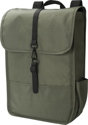 Flap backpack | rPET | 29x10x40 cm | With 2 bottle pockets | black Flap backpack | rPET | 29x10x40 cm | With 2 bottle pockets | black